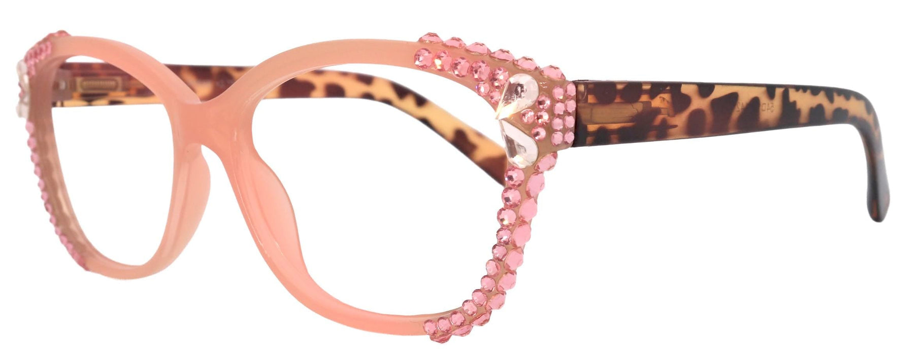 Savannah, (Bling) Women Reading Glasses W (2X line) (Light Rose, Rose, Pearl Teardrop)Genuine European Crystals.  (Pink) NY Fifth Avenue.