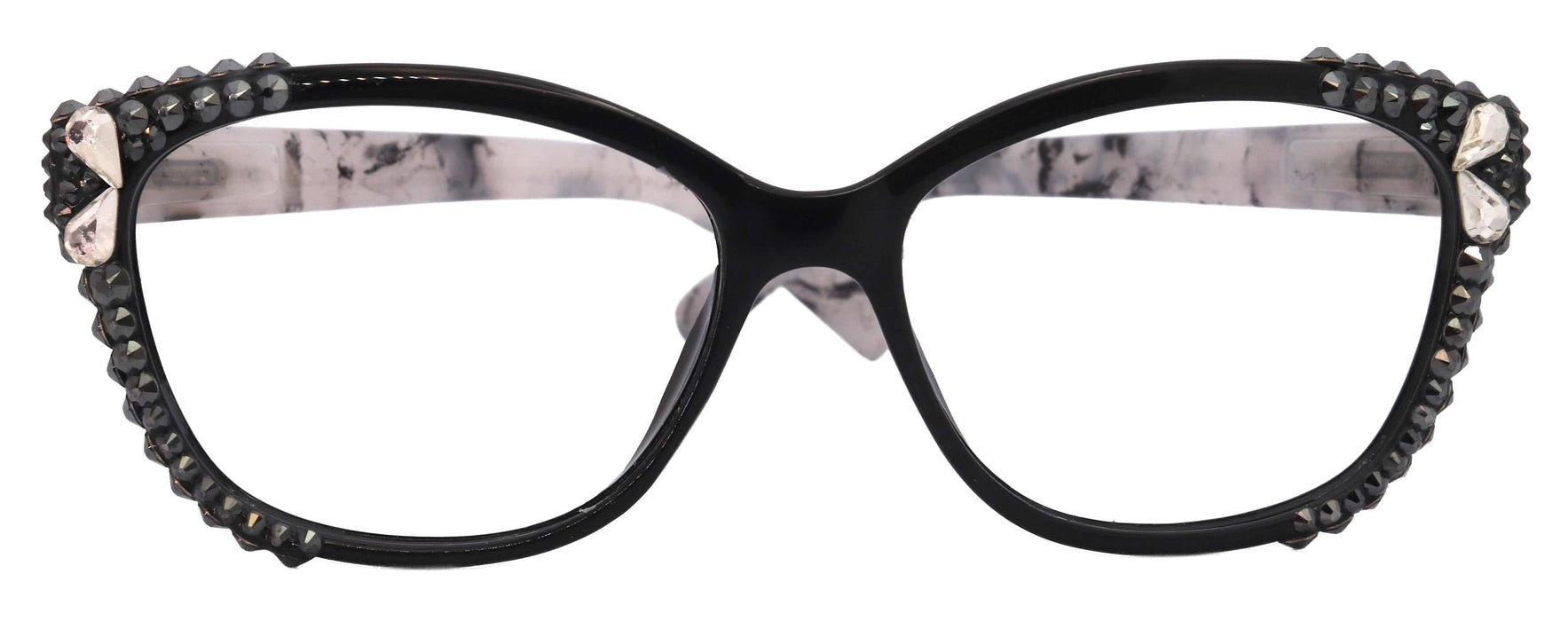 Savannah, (Bling)Women Reading Glasses W (2X line)(Hematite, Pearl Teardrop)Genuine European Crystals.(Black,Tortoise shell) NY Fifth Avenue