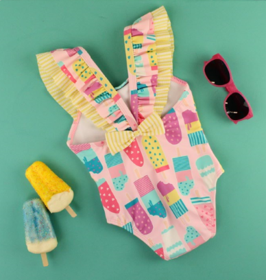 RO-SHAM-BO Sunglasses RuffleButts Baby Ice Cream One Piece with Roshambo Pink Glitter Sunglasses