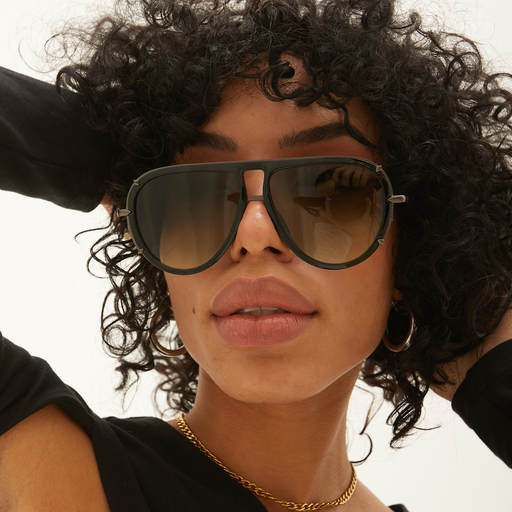 TOPFOXX Ivy Luxe - Olive Tangle-Free Round Aviator Sunglasses - Product image