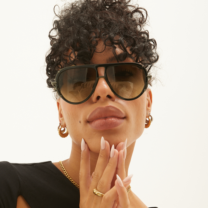 TOPFOXX Ivy Luxe - Olive Tangle-Free Round Aviator Sunglasses - Product image