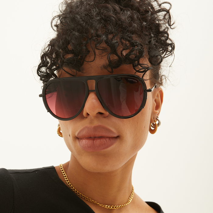 TOPFOXX Sunglasses Ivy Luxe - Ruby Tangle-Free Round Aviator Sunglasses