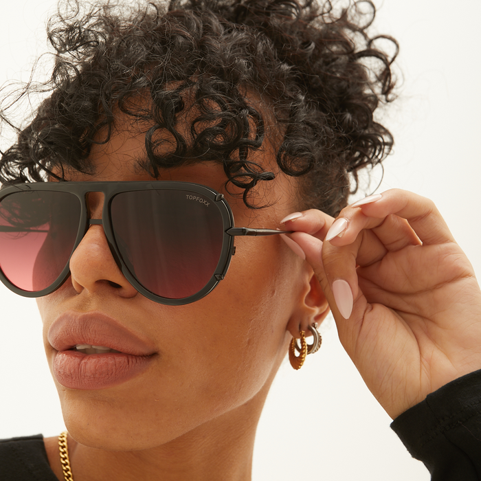 TOPFOXX Sunglasses Ivy Luxe - Ruby Tangle-Free Round Aviator Sunglasses