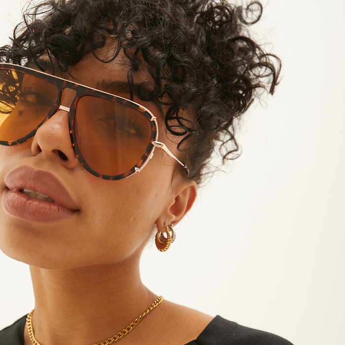 TOPFOXX Sunglasses Ivy Luxe - Yellow Tangle-Free Round Aviator Sunglasses