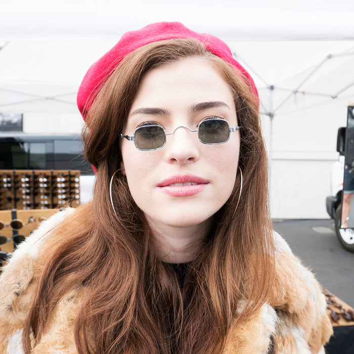 image of sunglasses model SUNGLASS MUSEUM Small Square Spectacle Sunglass with Sliding Adjustable Temples