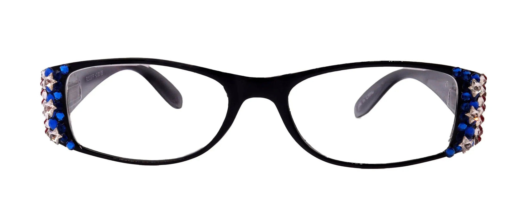 NY FIFTH AVENUE Merkel, Bling Women Reading Glasses, Adorned w Genuine European Crystals USA Flag colors NY Fifth Avenue. - Product image