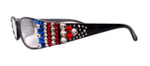 NY FIFTH AVENUE Merkel, Bling Women Reading Glasses, Adorned w Genuine European Crystals USA Flag colors NY Fifth Avenue. - Product image