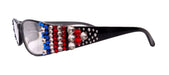 NY FIFTH AVENUE Merkel, Bling Women Reading Glasses, Adorned w Genuine European Crystals USA Flag colors NY Fifth Avenue. - Product image