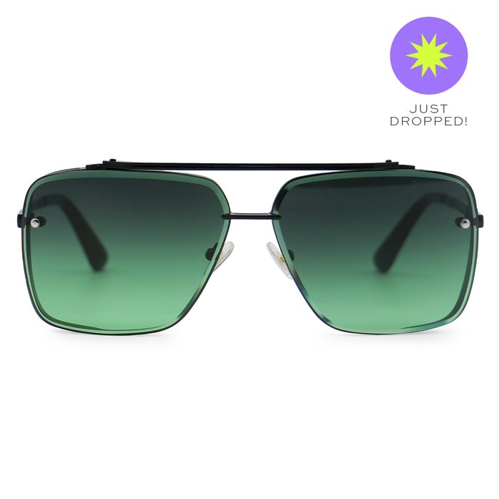 TOPFOXX Sunglasses Bella - Tangle Free- Dark Green Oversized Squared Aviators