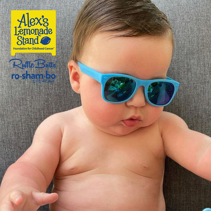 RO-SHAM-BO Sunglasses RuggedButts Baby Rainbow Stripe  Swim Trunks & Rash Guard with Roshambo Blue Sunglasses