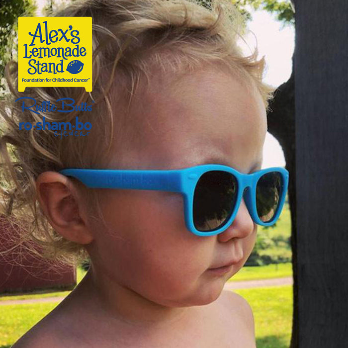 RO-SHAM-BO Sunglasses RuggedButts Toddler Rainbow Stripe Swim Trunks & Rash Guard with Roshambo Blue Sunglasses