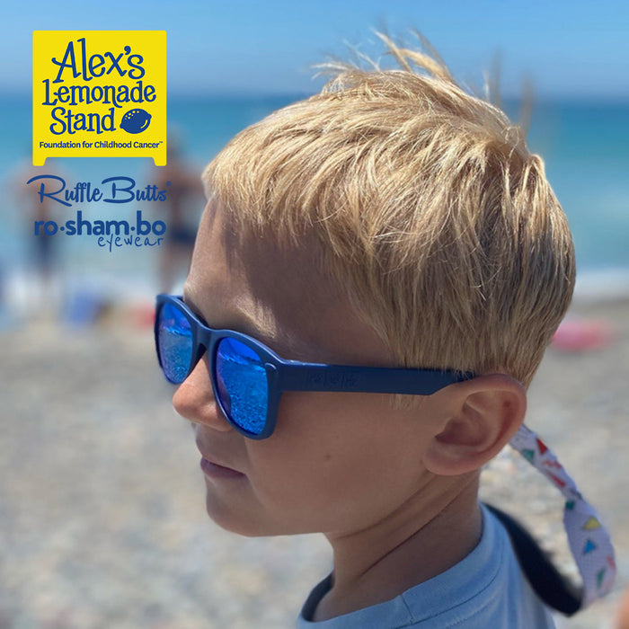 RO-SHAM-BO Sunglasses RuggedButts Boys Jawsome Swim Trunks & Rash Guard with Roshambo Navy Sunglasses