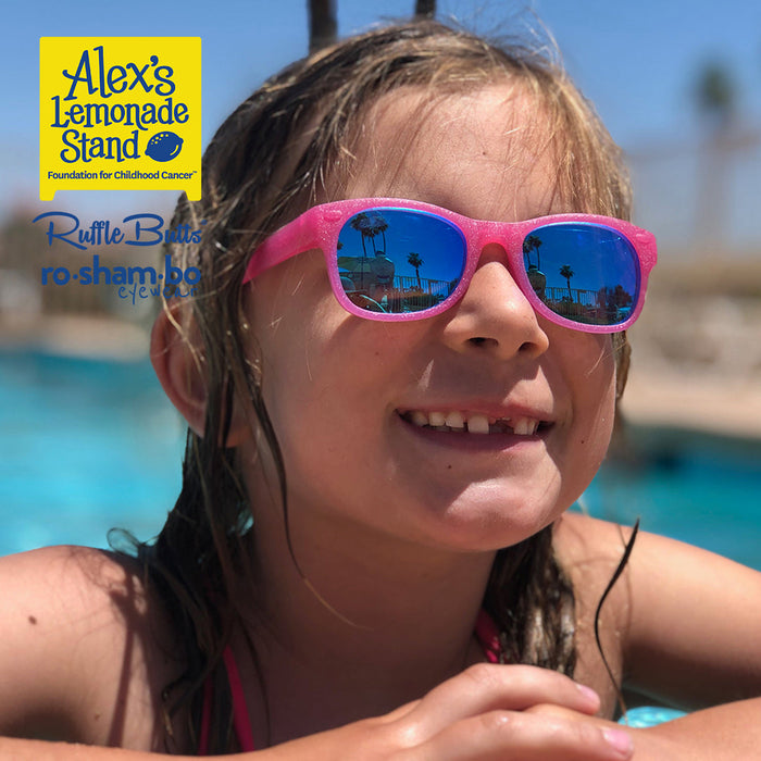 RO-SHAM-BO Sunglasses RuffleButts Girls Ice Cream Tankini with Roshambo Pink Glitter Sunglasses