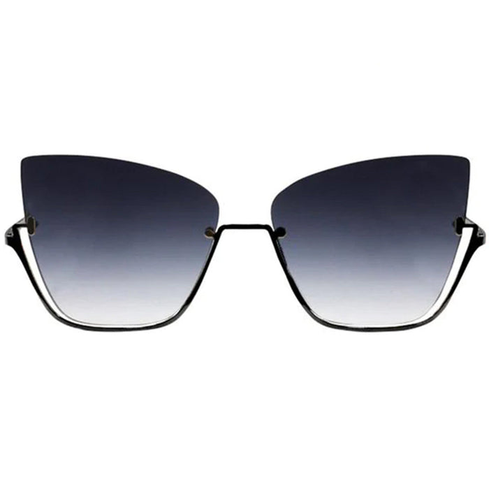 TOPFOXX Sunglasses Vixen - Black Lens Black Frame Metal Cateye Sunglasses