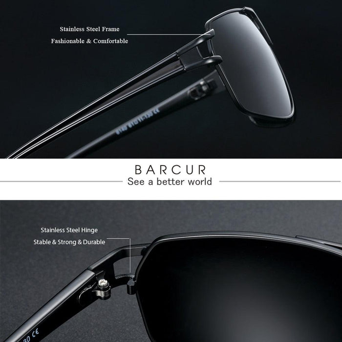 BARCUR Vintage Retro Men BARCUR Design Sunglasses for Men Driving Black - Product image