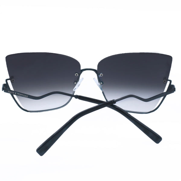 TOPFOXX Sunglasses Vixen - Black Lens Black Frame Metal Cateye Sunglasses