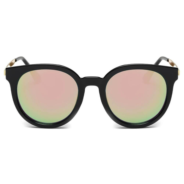 Sunglasses CRAMILO FINDLAY | CD07 Women's Retro Mirrored Lens Horned Rim Round