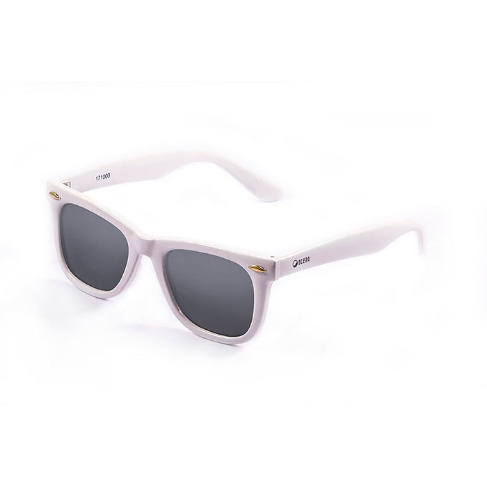 ocean sunglasses KRNglasses model CAPE SKU 17100.3 with shiny white frame and smoke lens