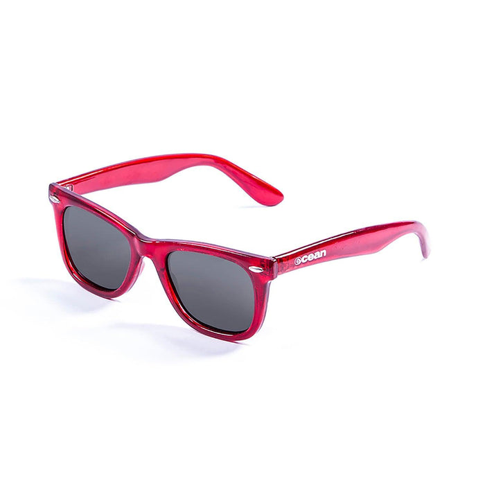 ocean sunglasses KRNglasses model CAPE SKU 17100.4 with shiny red frame and smoke lens