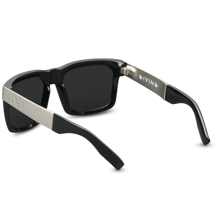 Sunglasses IVI VISION GIVING Polished Black Brushed Aluminum / Grey Polarized Lens