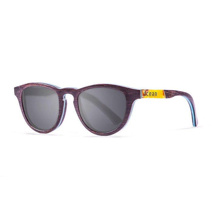 ocean sunglasses KRNglasses model AZORES SKU 54003.2 with ebony & red line frame and smoke lens