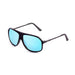 ocean sunglasses KRNglasses model BAI SKU 15200.17 with matte black frame and revo sky blue flat lens