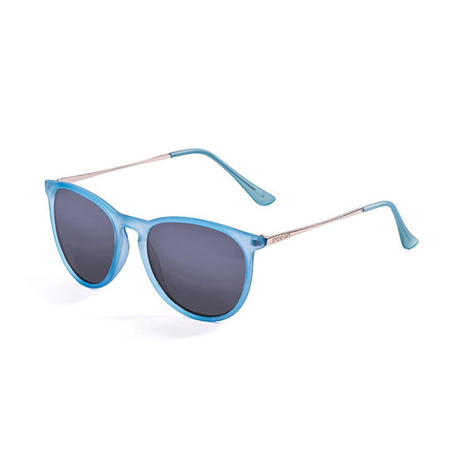 ocean sunglasses KRNglasses model BARI SKU 60001.1 with black frame and revo blue lens