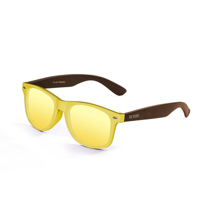 ocean sunglasses KRNglasses model BEACH SKU 18202.45 with matte black frame and revo blue lens