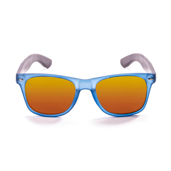 ocean sunglasses KRNglasses model BEACH SKU 50012.6 with white transparent frame and revo red lens