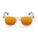 ocean sunglasses KRNglasses model BEACH SKU 50001.6 with white transparent frame and blue revo lens
