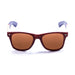 ocean sunglasses KRNglasses model BEACH SKU 50012.5 with blue transparent frame and revo red lens