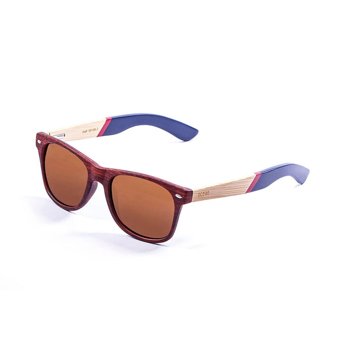 ocean sunglasses KRNglasses model BEACH SKU 50011.5 with blue transparent frame and blue revo lens