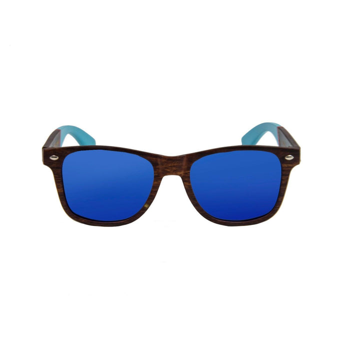 ocean sunglasses KRNglasses model BEACH SKU 50001.5 with blue transparent frame and revo blue lens