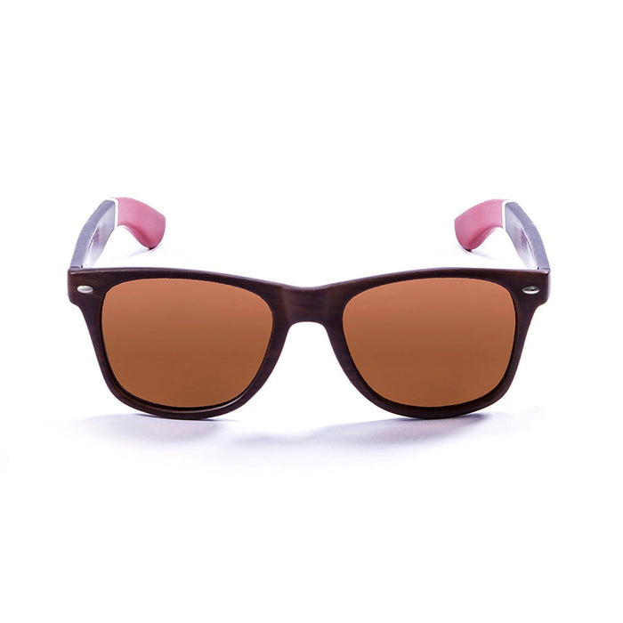 ocean sunglasses KRNglasses model BEACH SKU 50010.2 with bamboo dark brown frame and brown lens