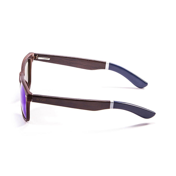ocean sunglasses KRNglasses model BEACH SKU 50002.3 with bamboo brown frame and green revo lens