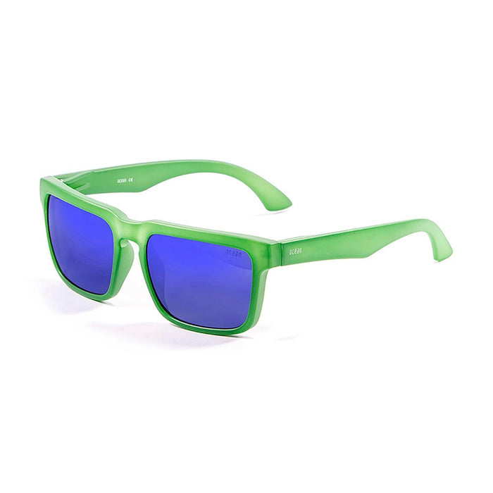 ocean sunglasses KRNglasses model BOMB SKU 17202.6 with transparent green frame and revo blue lens