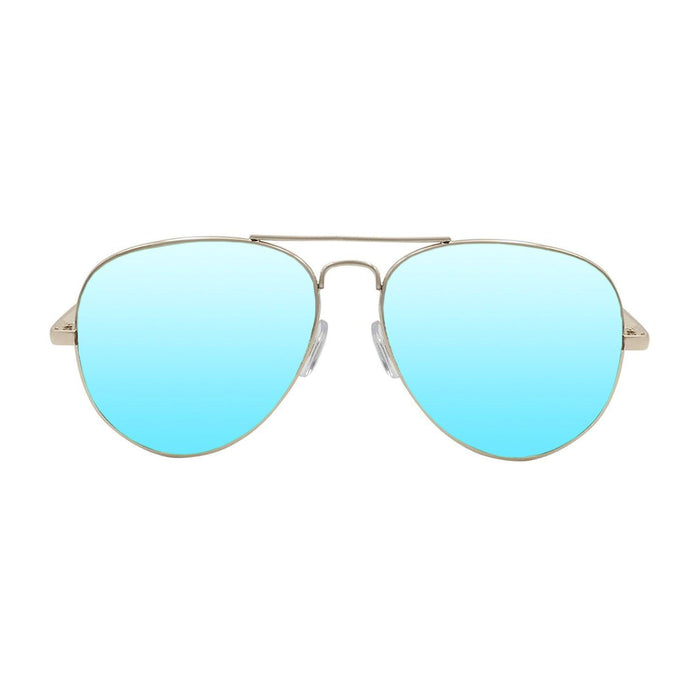 ocean sunglasses KRNglasses model BONILA SKU 18111.7 with shiny gold frame and green flat lens