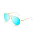 ocean sunglasses KRNglasses model BONILA SKU 18111.6 with shiny gold frame and brown flat lens