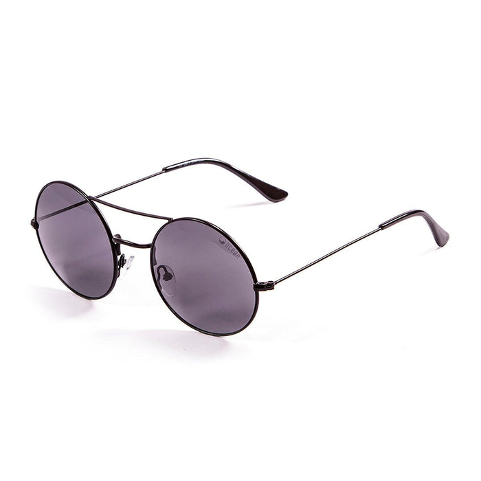 ocean sunglasses KRNglasses model CIRCLE SKU 10.7 with shinny gold frame and silver revo flat lens