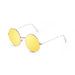 ocean sunglasses KRNglasses model CIRCLE SKU 10.2 with shiny silver frame and smoke lens