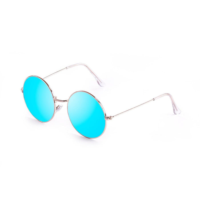ocean sunglasses KRNglasses model CIRCLE SKU 10.6 with shinny gold frame and gold revo flat lens