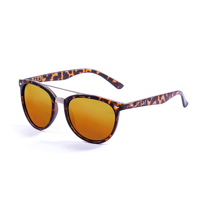ocean sunglasses KRNglasses model CLASSIC SKU 74001.1 with demy brown frame and revo blue lens