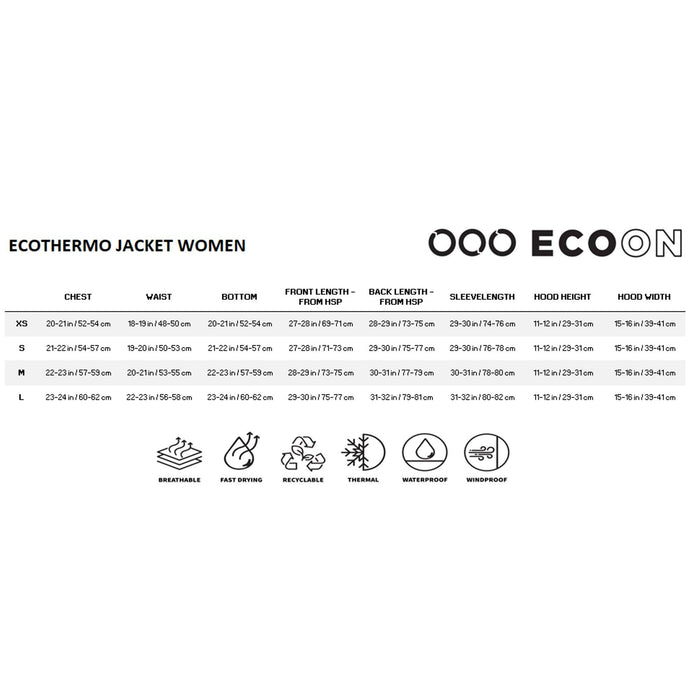 Ecoon Ecothermo Warm Insulated Ski Jacket Women Black Recycled Recyclable