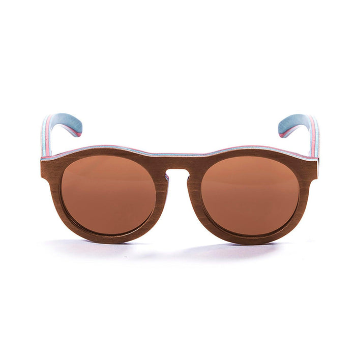 ocean sunglasses KRNglasses model FIJI SKU 54002.1 with skate wood orange frame and revo yellow lens