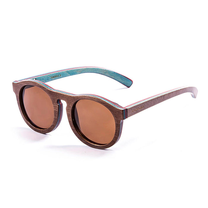 ocean sunglasses KRNglasses model FIJI SKU 54002.2 with skate wood green frame and revo green lens