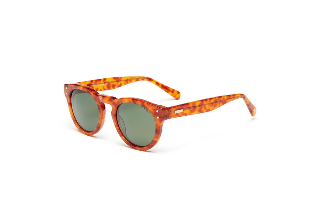 KYPERS sunglasses model GISELE GS002 with havana green frame and blue revo lens