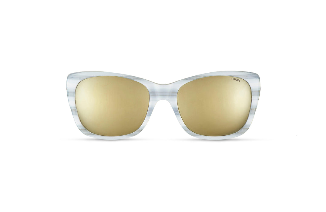 KYPERS sunglasses model GRETA GT001 with white frame and gold mirror lens