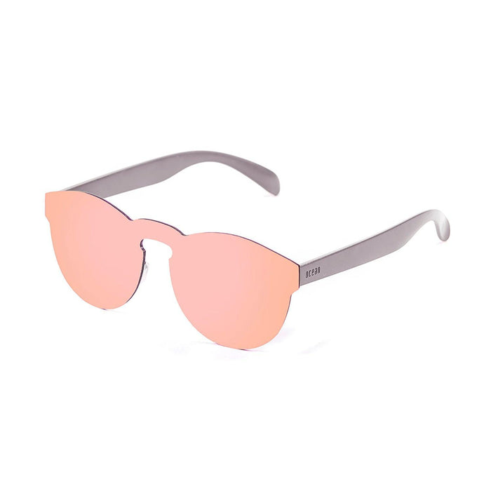ocean sunglasses KRNglasses model IBIZA SKU 21.22 with transparent white frame and blue sky mirror lens