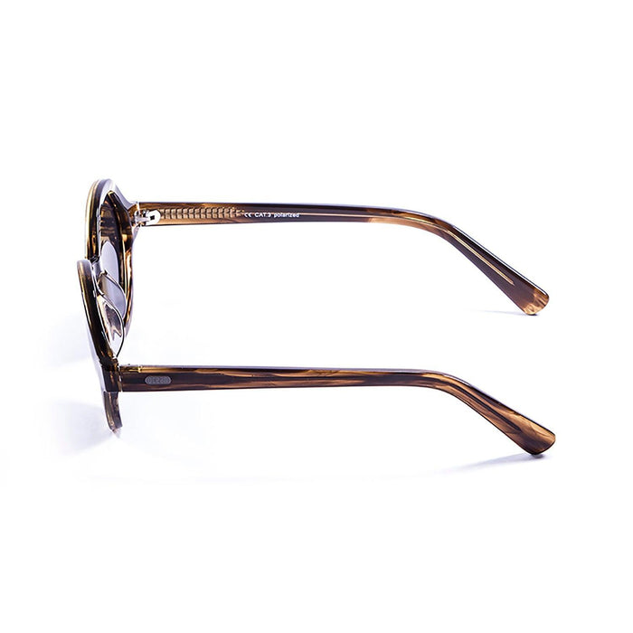 ocean sunglasses KRNglasses model JAPAN SKU 4000.14 with matte demy brown frame and revo blue sky flat lens