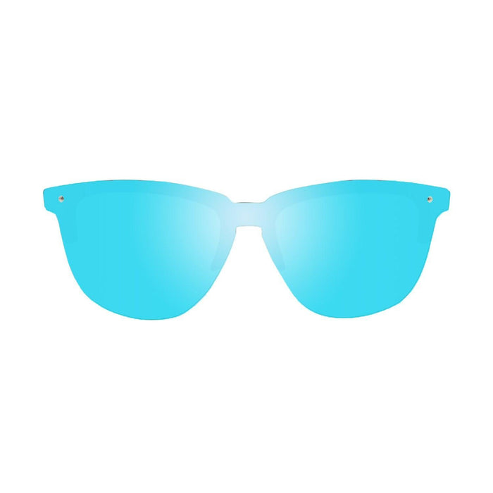 ocean sunglasses KRNglasses model LAFITENIA SKU 40004.15 with matte demy brown frame and blue revo sky flat lens